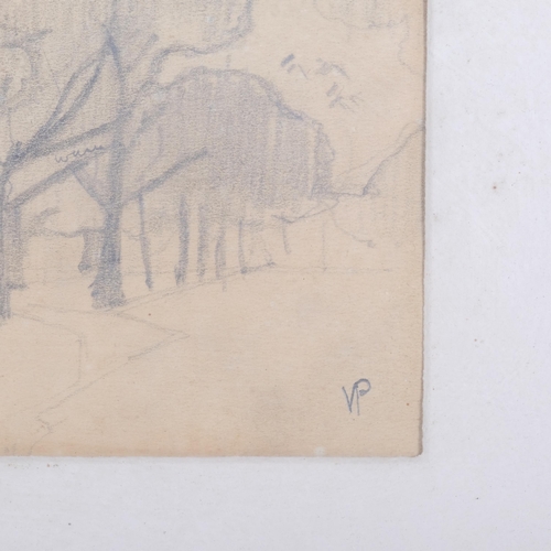 1032 - Victor Pasmore (1908 - 1998), Trees, pencil drawing, signed with monogram, 12cm x 17cm, framed, prov... 