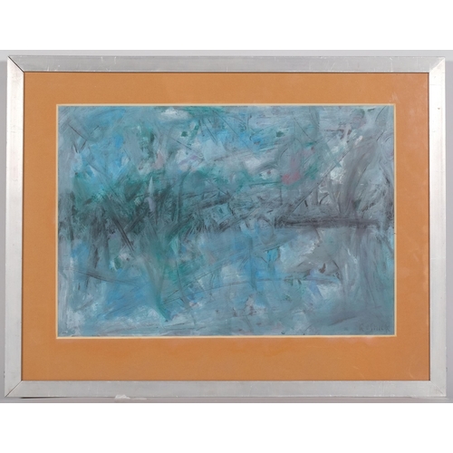 1033 - Milton Resnick (1917 - 2004), blue abstract, signed, 27cm x 39cm, framed