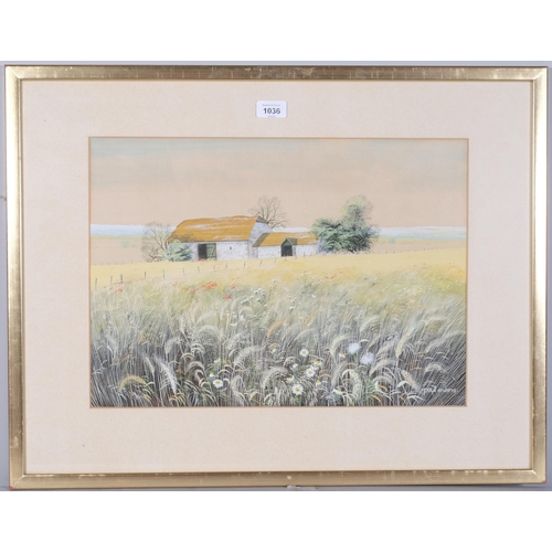 1036 - Paul Evans, Sussex landscape, gouache, signed, 34cm x 48cm, framed