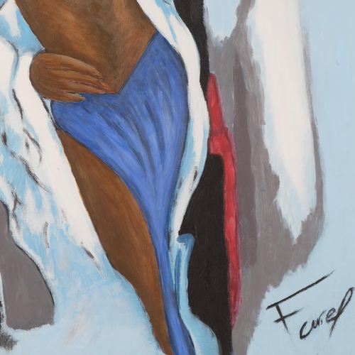 1040 - Pierre Farel (born 1957), figure study, pair of watercolour over printed base, signed, 69cm x 49cm, ... 