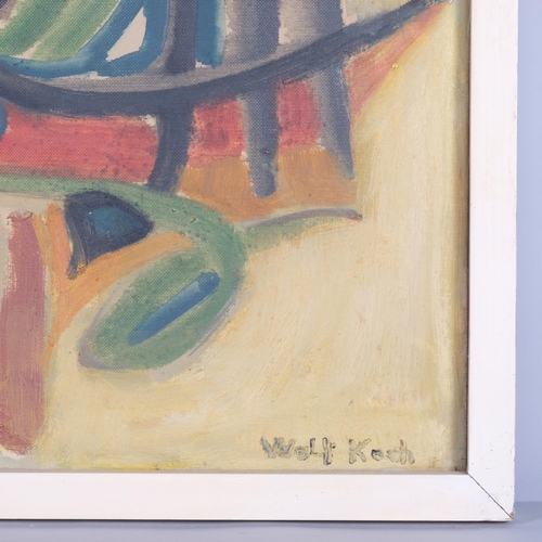 1041 - Lotte Wolf-Koch (1909 - 1977), abstract composition, oil on canvas, signed, 40cm x 50cm, framed