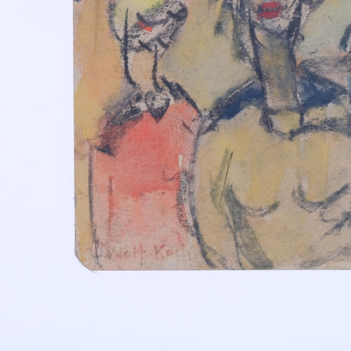 1045 - Lotte Wolf-Koch (1909 - 1977), 4 figures, watercolour/pastel, signed, 20cm x 16cm, framed