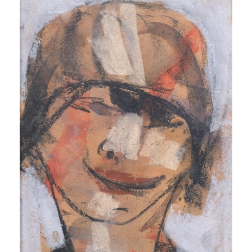 1046 - Lotte Wolf-Koch (1909 - 1977), self portrait, watercolour/crayon, signed, 28cm x 21cm, framed