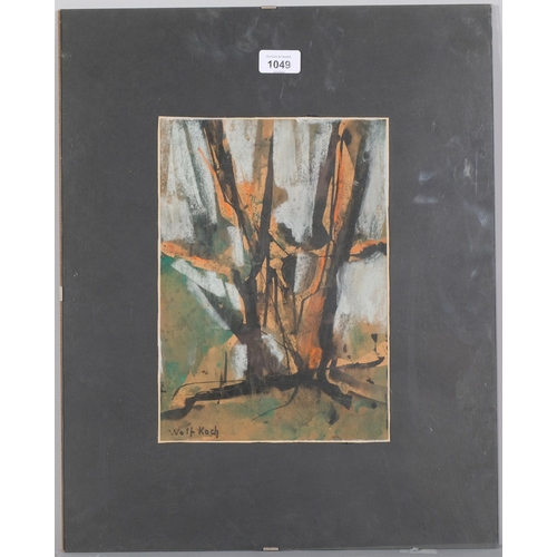 1049 - Lotte Wolf-Koch (1909 - 1977), abstract woodland, watercolour, signed, 29cm x 21cm, clip frame