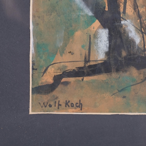 1049 - Lotte Wolf-Koch (1909 - 1977), abstract woodland, watercolour, signed, 29cm x 21cm, clip frame