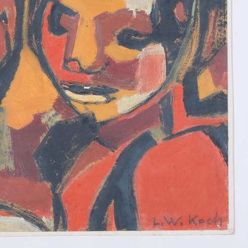 1054 - Lotte Wolf-Koch (1909 - 1977), 2 abstract compositions, watercolour gouache, both signed, 21cm x 28c... 