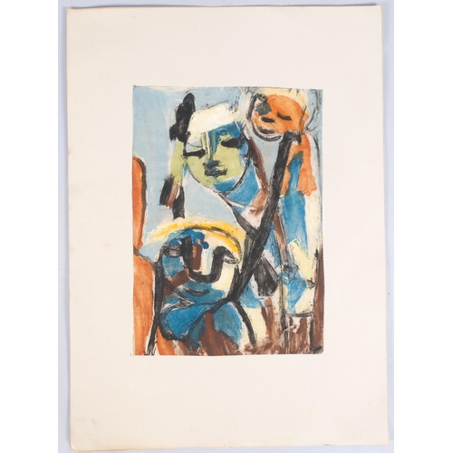 1058 - Lotte Wolf-Koch (1909 - 1977), abstract figures, watercolour, 29cm x 20cm, unframed