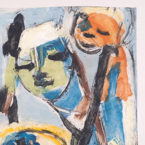 1058 - Lotte Wolf-Koch (1909 - 1977), abstract figures, watercolour, 29cm x 20cm, unframed