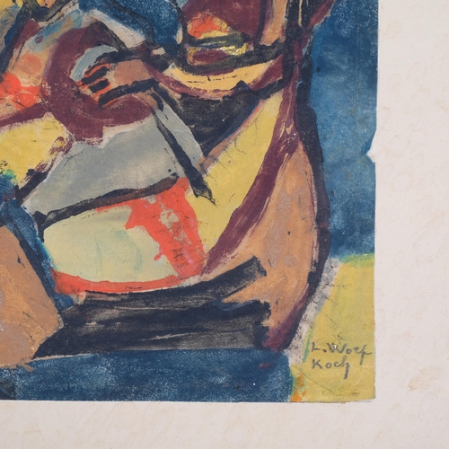 1059 - Lotte Wolf-Koch (1909 - 1977), 3 figures, watercolour, signed, 28cm x 20cm, unframed