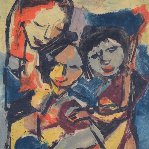 1059 - Lotte Wolf-Koch (1909 - 1977), 3 figures, watercolour, signed, 28cm x 20cm, unframed