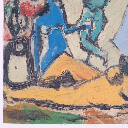 1061 - Lotte Wolf-Koch (1909 - 1977), abstract figures, watercolour on paper, artist's labels verso, 20cm x... 