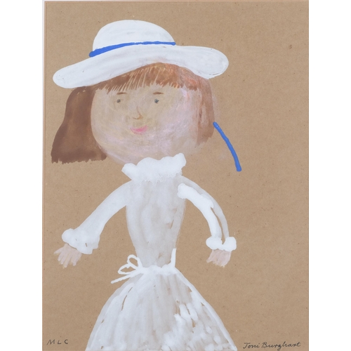 1066 - Toni Burghart (1928 - 2008), portrait of a girl, watercolour on brown paper, signed, 25cm x 19cm, to... 