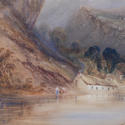 1069 - Mountain river scene, 19th century watercolour, unsigned, 31cm x 41cm, framed