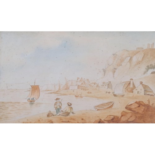 1072 - Hastings 1806, watercolour, signed with monogram HH and dated 1806, 22cm x 37cm, framed