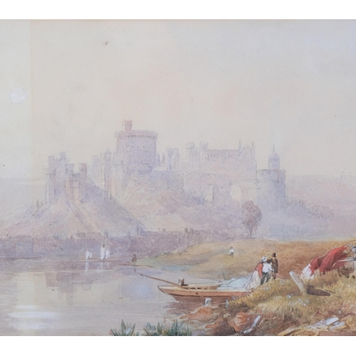 1073 - James Baker Pyne (1800 - 1870), Windsor Castle from Clewer, 1836, 20cm x 37cm, framed