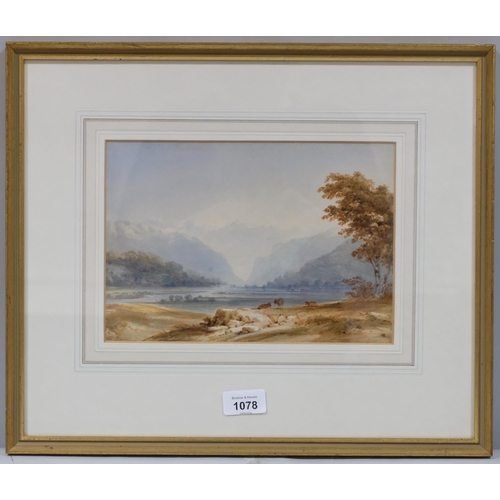 1078 - Anthony Copley Fielding, view of Cadir Idris Wales, watercolour, 18cm x 25cm, framed