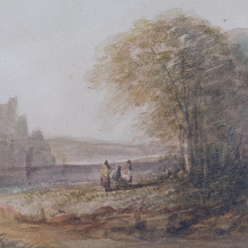 1079 - C Pearson, landscape towards a castle, watercolour, 14cm x 19cm, framed