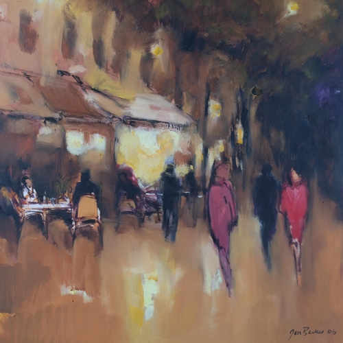 1080 - Jon Barker (born 1950), Continental street scene, oil on board, signed and dated 2006, framed and gl... 