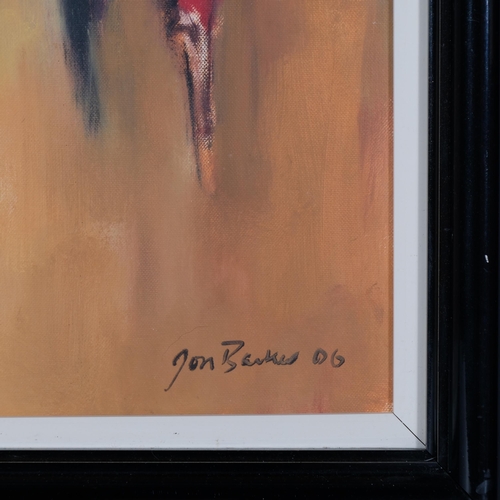 1080 - Jon Barker (born 1950), Continental street scene, oil on board, signed and dated 2006, framed and gl... 