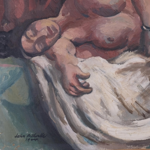 1082 - John Melville (1902 - 1986), reclining nude, 1944, oil on canvas, signed, 57cm x 75cm, framed