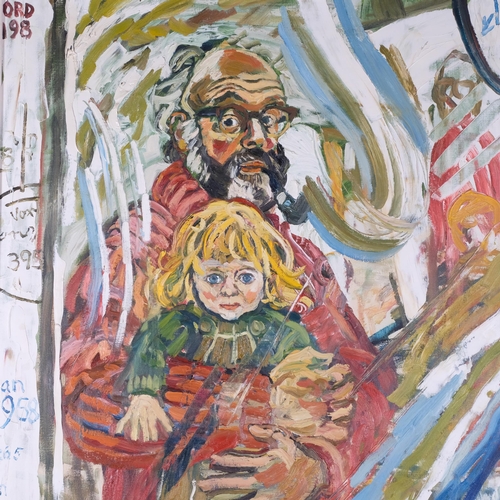 1085 - John Bratby (1928 - 1992), self portrait with the artist's son, signed and dated 1970, 122cm x 89cm,... 