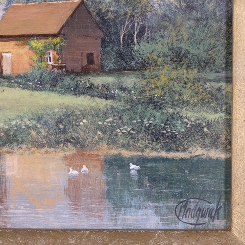 1100 - Clive Madgwick (1934 - 2005), Kent farm scene near Biddenden, oil on board, signed, 20cm x 30cm, fra... 