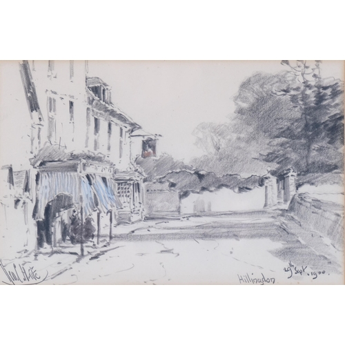 1108 - George Charles Haite, Hillingdon, charcoal/crayon, signed and dated 1900, 14cm x 22cm, framed