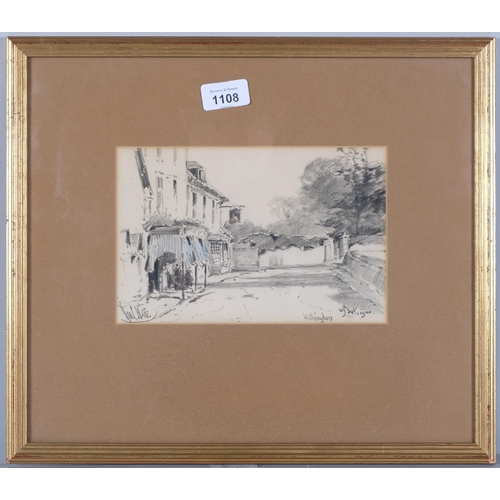 1108 - George Charles Haite, Hillingdon, charcoal/crayon, signed and dated 1900, 14cm x 22cm, framed