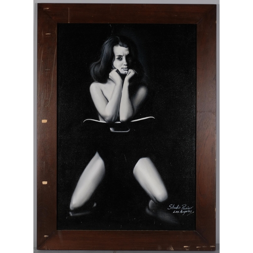 1119 - Portrait of Christine Keeler, contemporary oil on board, inscribed Studio Psaier Los Angeles, 92cm x... 