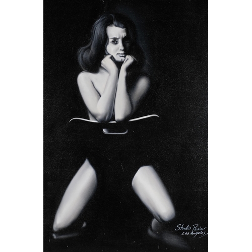 1119 - Portrait of Christine Keeler, contemporary oil on board, inscribed Studio Psaier Los Angeles, 92cm x... 