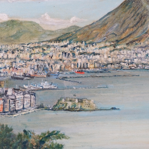 1121 - View of the Bay of Naples, contemporary oil on canvas, unsigned, 50cm x 60cm, framed