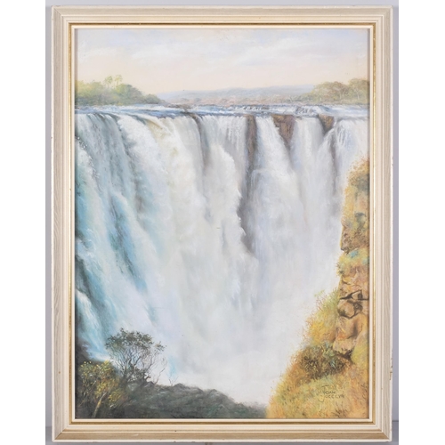 1122 - Joan Jocelyn, Victoria Falls, coloured pastels, signed, 65cm x 49cm, framed