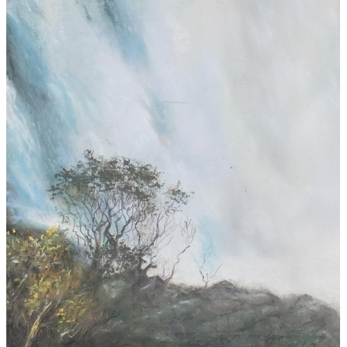 1122 - Joan Jocelyn, Victoria Falls, coloured pastels, signed, 65cm x 49cm, framed