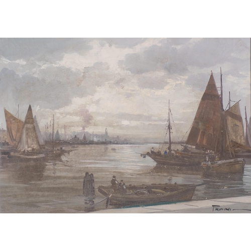 1124 - Provini, harbour scene Venice, oil on canvas, signed, 51cm x 71cm, framed