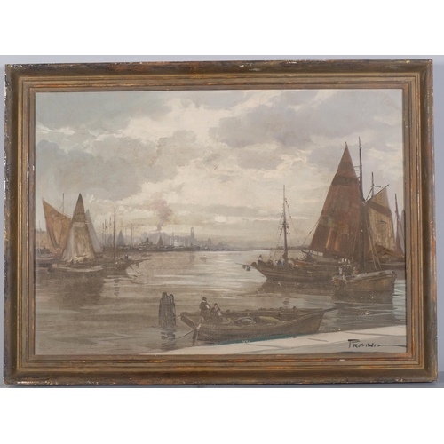 1124 - Provini, harbour scene Venice, oil on canvas, signed, 51cm x 71cm, framed