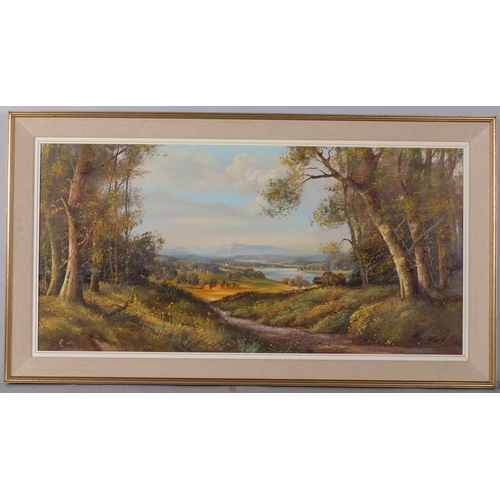 1133 - Charles Fander, path down the valley, oil on canvas, 51cm x 101cm, framed, provenance: Stacy-Marks E... 