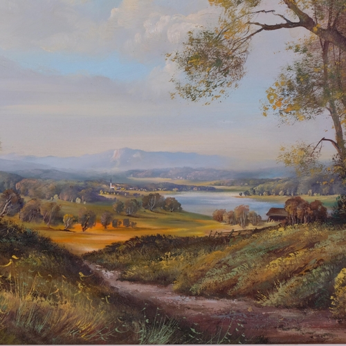 1133 - Charles Fander, path down the valley, oil on canvas, 51cm x 101cm, framed, provenance: Stacy-Marks E... 