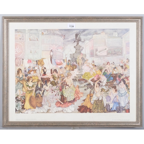 1138 - Cecilia Green, Russell Flint in Piccadilly Circus, limited edition print, artist's proof, signed in ... 