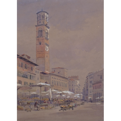 1140 - Lady Fanny Maxwell-Lyte (1853 - 1925), Verona street scene, 35cm x 25cm, framed