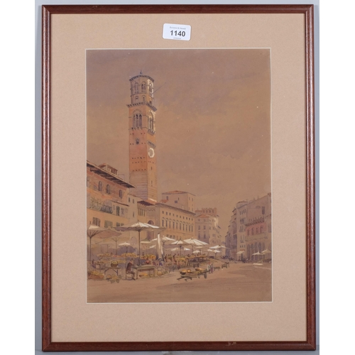 1140 - Lady Fanny Maxwell-Lyte (1853 - 1925), Verona street scene, 35cm x 25cm, framed