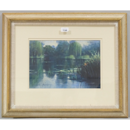 1149 - Terence Macklin, lily pond, oil on board, signed, 24cm x 35cm, framed