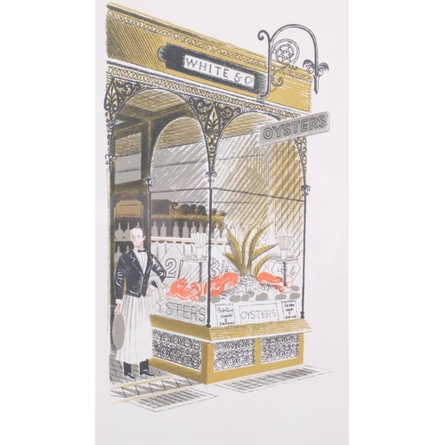 1161 - Eric Ravilious (1903-1942), lithograph in colours on paper, Oyster Bar, 22cm x 11cm, mounted, framed... 