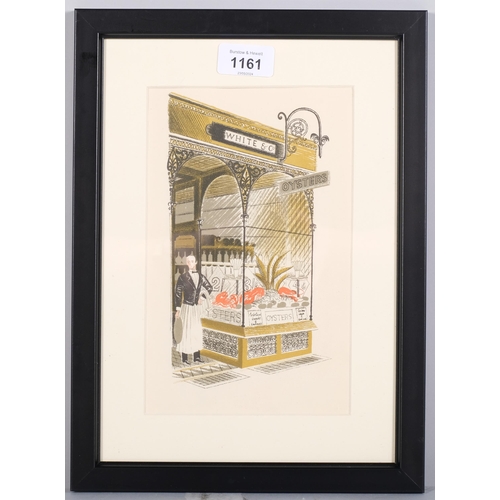 1161 - Eric Ravilious (1903-1942), lithograph in colours on paper, Oyster Bar, 22cm x 11cm, mounted, framed... 