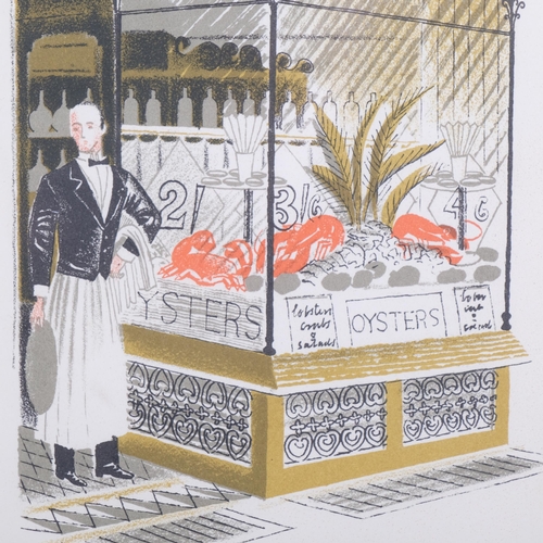 1161 - Eric Ravilious (1903-1942), lithograph in colours on paper, Oyster Bar, 22cm x 11cm, mounted, framed... 