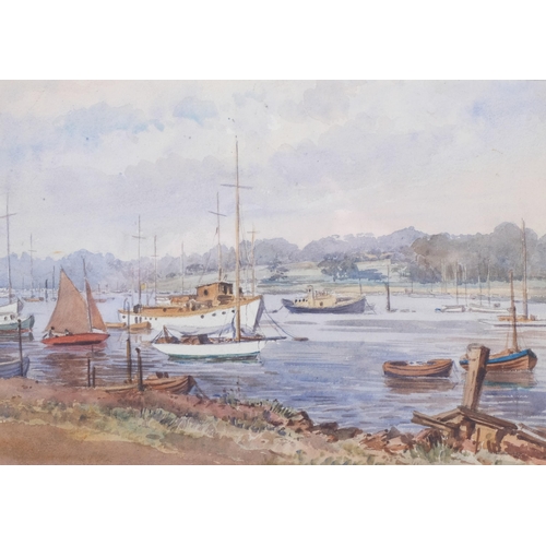 1162 - Edward Wesson (1910-1983), watercolour on paper, On the Hamble (1957), signed, titled and dedicated ... 