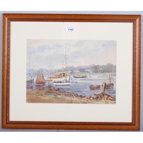 1162 - Edward Wesson (1910-1983), watercolour on paper, On the Hamble (1957), signed, titled and dedicated ... 