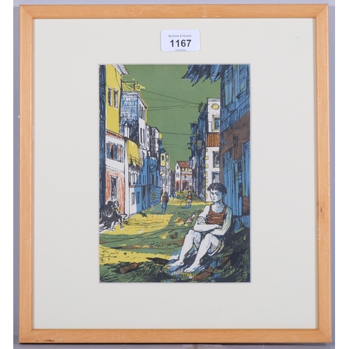 1167 - John Minton (1917-1957), lithograph in colours on wove paper, Corsican Boy, 21.5cm x 14.5cm, mounted... 