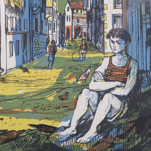 1167 - John Minton (1917-1957), lithograph in colours on wove paper, Corsican Boy, 21.5cm x 14.5cm, mounted... 