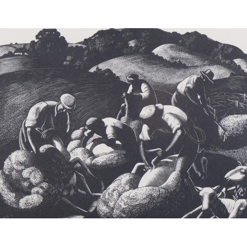 1168 - Clare Leighton (1898-1989), wood engraving printed from the block on paper, May, Sheep Shearing, fro... 