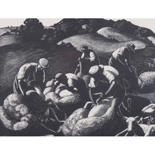 1168 - Clare Leighton (1898-1989), wood engraving printed from the block on paper, May, Sheep Shearing, fro... 